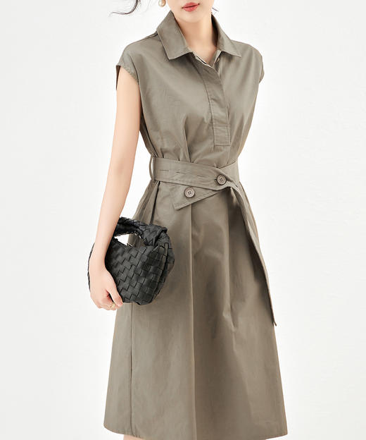 通勤气质，小众设计感polo领轻熟配腰带收腰显瘦衬衫连衣裙WLZD-2309507 商品图0