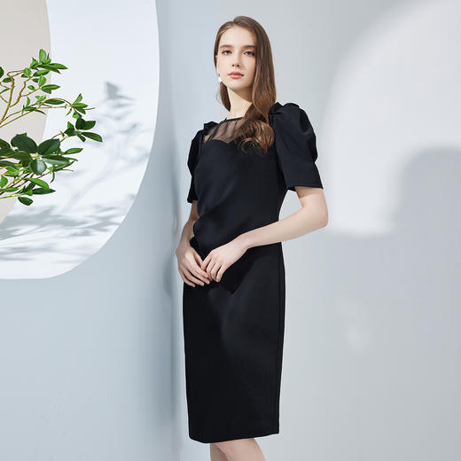 NF8G9斯尔丽瑟俪2023夏季新款立体腰部收褶修身显瘦连衣裙 商品图2