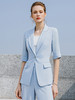 高端时尚淡蓝色西装微喇裤套装女夏气质短袖西服职业装正装外套 商品缩略图4