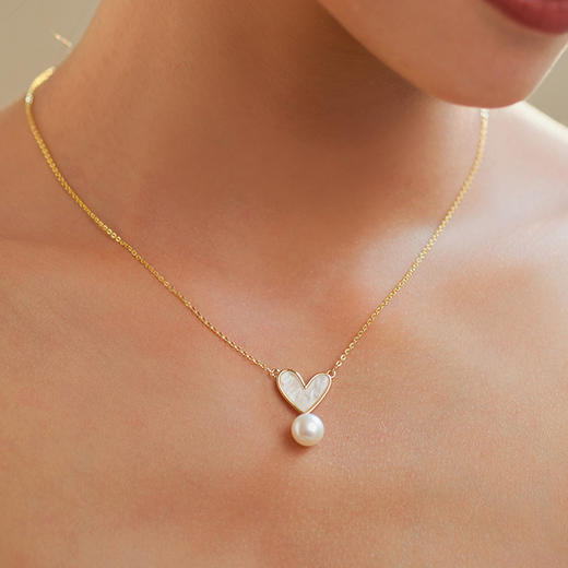 Manreya玛芮雅秘爱爱心珍珠三件套耳钉项链戒指组合新款小众礼物情人节礼物 商品图7