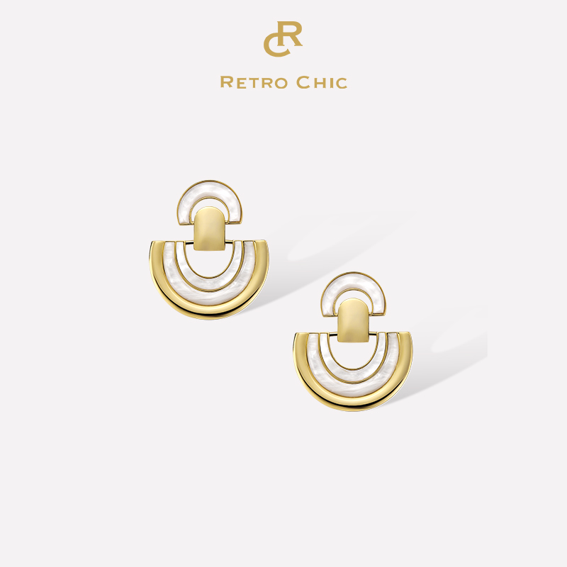 Retro Chic 意大利首饰 白贝扇子耳环