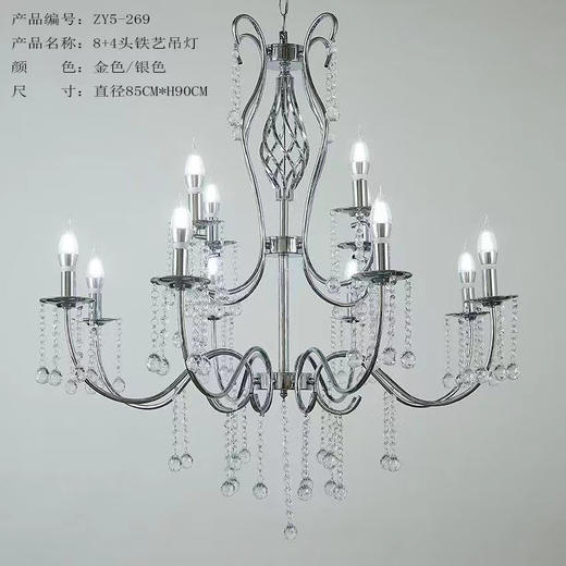 ZY5-269-8+4头铁艺吊灯（运费自理） 商品图0