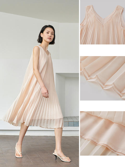 褶皱系列 V领压褶连衣裙（三色）FD4297235 商品图8