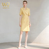 夏季新款高端黄色连衣裙女短袖职业装洋气西装裙主持人工作服套裙 商品缩略图2