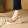 时尚波西米亚风，草编坡跟麻底内外头层真皮高跟凉鞋YDE-D191 商品缩略图8