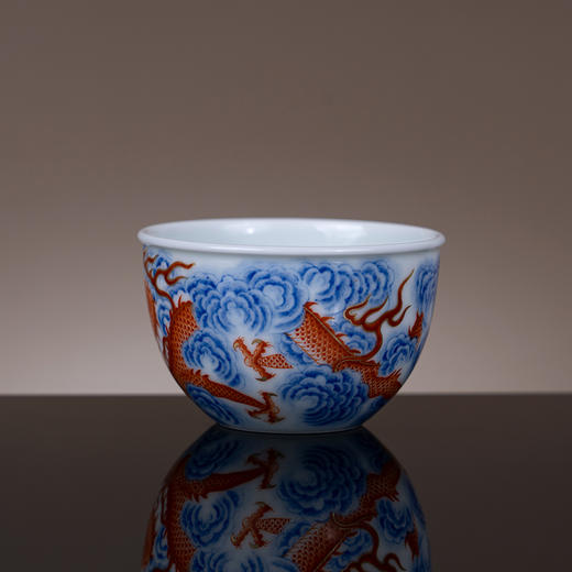 青花矶红描金云龙纹缸杯 商品图1