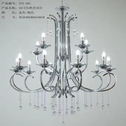 ZY5-261-10+5头铁艺吊灯（运费自理） 商品图0