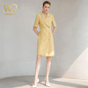 夏季新款高端黄色连衣裙女短袖职业装洋气西装裙主持人工作服套裙 商品缩略图3