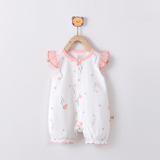 【花边袖短袖连体衣】宝宝连体衣婴儿衣服全棉新生儿哈衣夏季短袖睡衣爬爬外出服装 商品图6