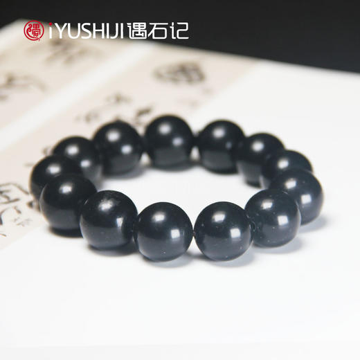 遇石记天然泰山墨玉圆珠手串16mm男款 商品图0