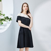 NF8G7斯尔丽瑟俪2023新款不对称线条撞色简洁时尚收腰A摆减龄连衣裙 商品缩略图2