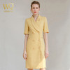 夏季新款高端黄色连衣裙女短袖职业装洋气西装裙主持人工作服套裙 商品缩略图1