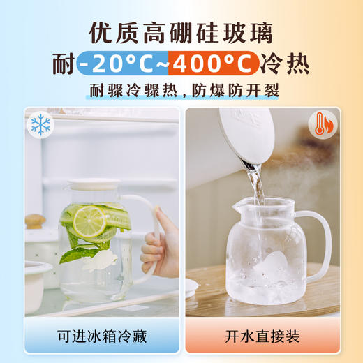 树可小白熊玻璃冷水壶家用凉水冰箱大容量水壶冷泡茶壶耐高温扎壶 商品图1