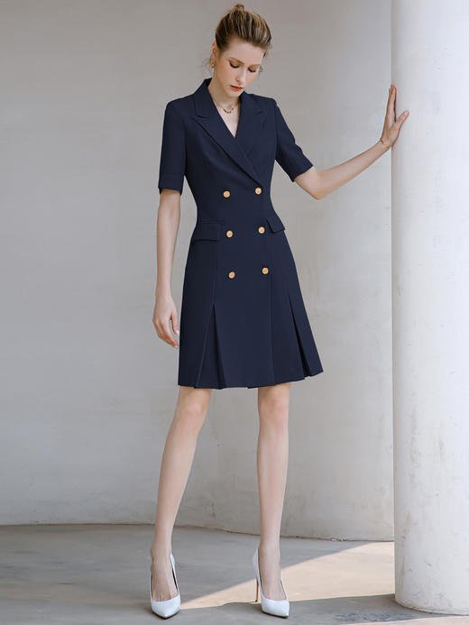 夏季高端时尚职业装连衣裙女短袖主持人通勤西装裙气质工作服女 商品图2