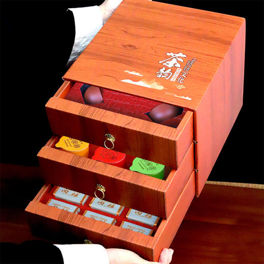 「送茶具！三层礼盒装」茶叶礼盒装 金骏眉红茶大红袍茶叶肉桂铁观音乌龙茶小罐装茶饮 商品图1