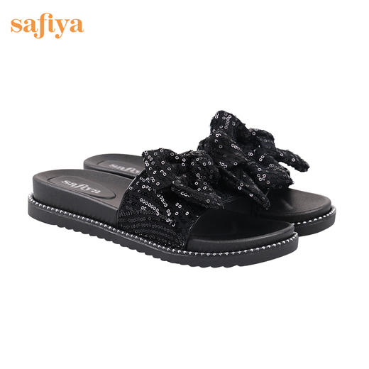 Safiya/索菲娅2023新款闲适假日亮片蝴蝶结休闲外穿平底凉拖SF32110403 商品图5