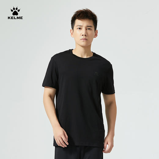 KELME卡尔美T恤男2023夏季新款圆领棉质透气短袖运动休闲纯色上衣 商品图3