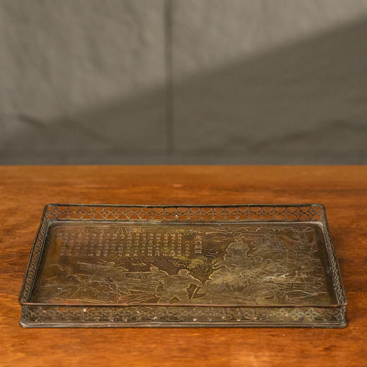 清 铜錾花虎门销烟文房盘 商品图1