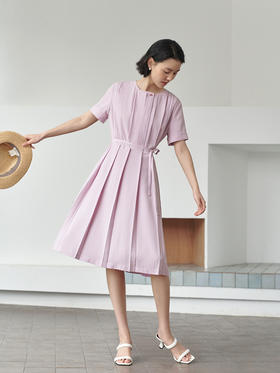 褶皱系列 圆领短袖连衣裙FD4352235