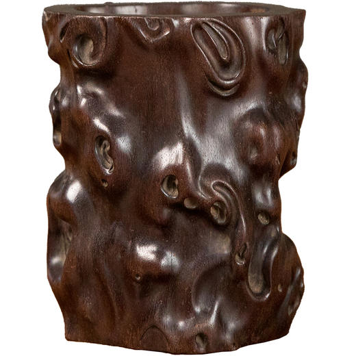 清 紫檀木雕树瘤笔筒 商品图5