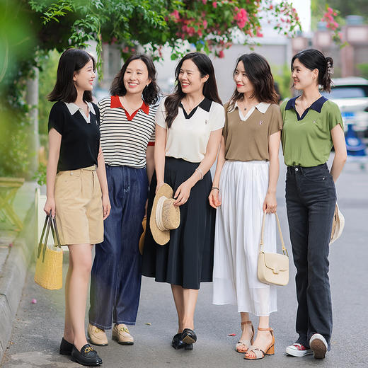一姐私服|“永不过时”夏季薄款修身显瘦小POLO领短袖针织衫 商品图2