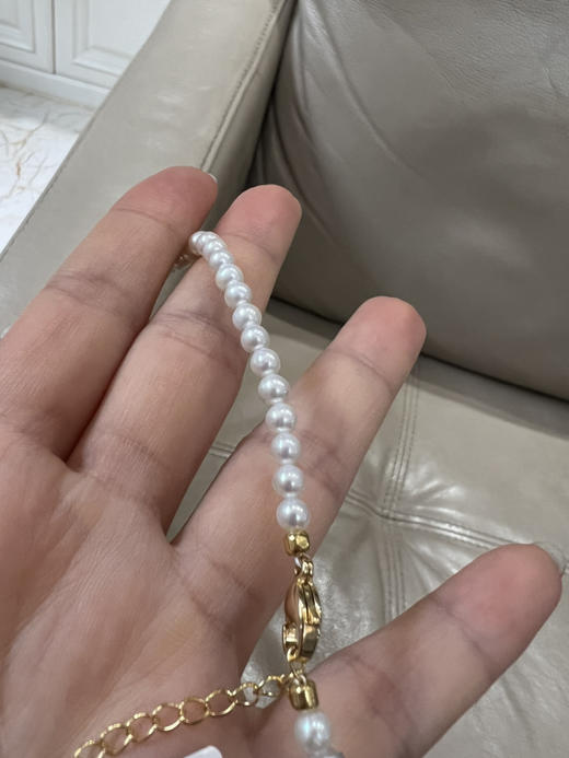 511-2 近圆 基本无瑕 高品质强光baby小圆珠项链 4-5mm配925银镀金搭扣 商品图2