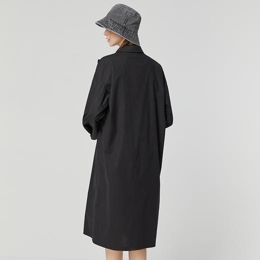 Famecoco范可儿不对称小黑裙长袖夏宽松纯棉衬衫裙设计感小众F223BA015 商品图3