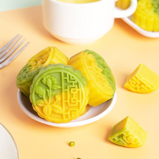 【网红糕点！板栗绿豆糕】传统味道香甜细腻甜而不腻醇香细腻清新美味，双色冰沙绿豆糕点心手工板栗糕绿豆饼传统零食糕点小吃休闲食品健康 商品图2