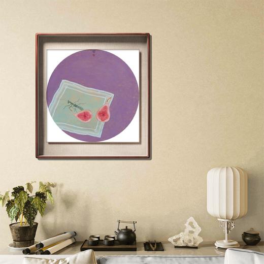 谢莹《同心》国画花鸟 33CM*33CM 约1.0平尺 金笺卡纸（未装框）【原作编号GH0030】 商品图1