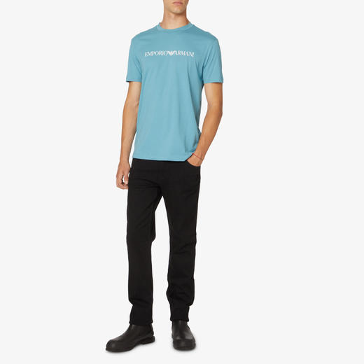 EMPORIO ARMANI 阿玛尼 男士棉质字母徽标圆领短袖T恤 浅蓝色 8N1TN5 1JPZZ 0784 商品图3