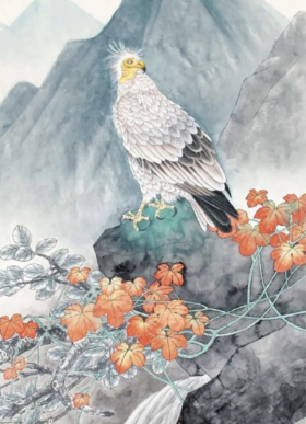  【国画教程】工笔画鹫《凝视》绘画步骤示范 