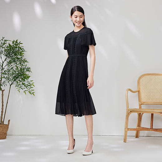 EITIE爱特爱夏季新款斗篷高腰优雅显瘦连衣裙7007763 商品图9