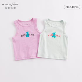 马克珍妮新款夏装女童字母卡通图案弹力背心 儿童上衣230678