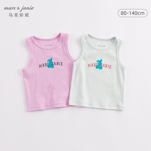 马克珍妮新款夏装女童字母卡通图案弹力背心 儿童上衣230678 商品图0
