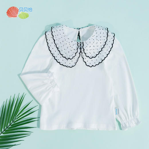 贝贝怡童装女童上衣儿童打底衫双层网纱娃娃领长袖t恤新款春装潮231S3154 商品图4