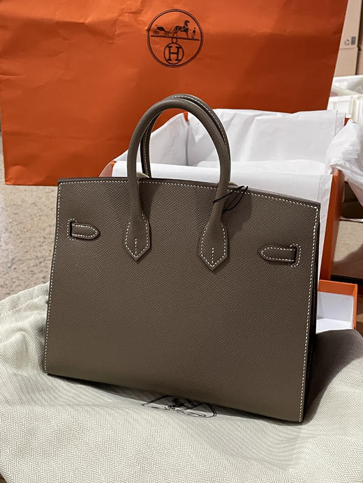 【现货预定款】Hermes 爱马仕 Birkin25 女士铂金包 金扣Epsom牛皮手提包 大象灰 商品图5