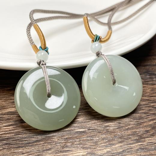 和田玉吊坠编绳链-晴水平安扣 商品图0