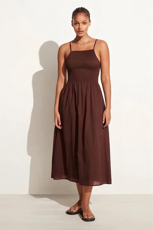 FAITHFULL THE BRAND - NOLIE MIDI DRESS-CHOCOLATE - 女装 - 连身裙 - 巧克力色 商品图7