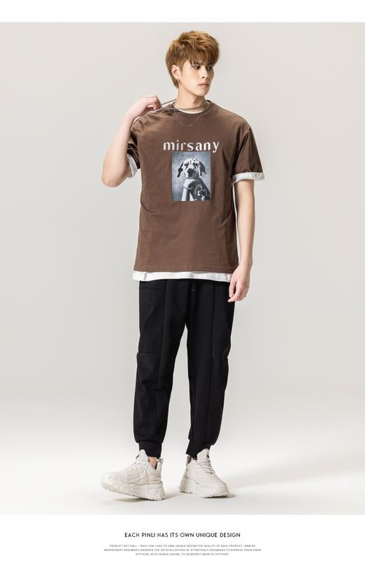 PINLI品立春季新款圆领印花短袖T恤男士潮牌上衣BG231111010 商品图4