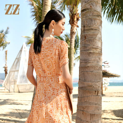 佐尔美夏季新款 清新甜美100%桑蚕丝真丝小碎花连衣裙女E32LS51 商品图4