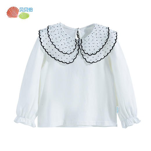 贝贝怡童装女童上衣儿童打底衫双层网纱娃娃领长袖t恤新款春装潮231S3154 商品图8