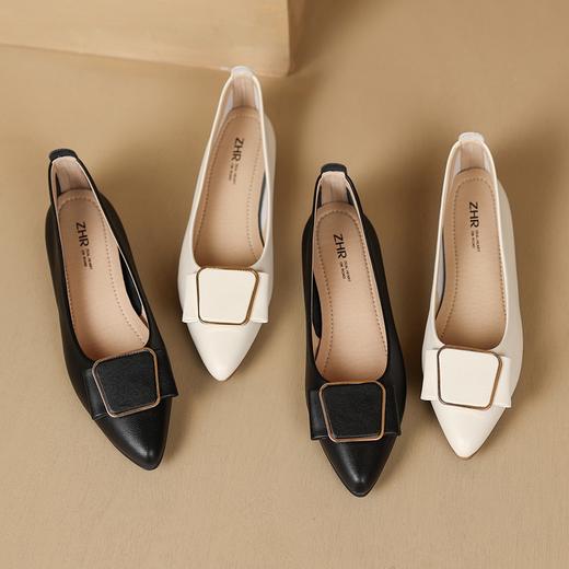 ZHR优雅浅口单鞋2023新款洋气平底单鞋一脚蹬懒人鞋上班族通勤 商品图1