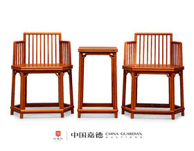 红桥红  家具严选  缅甸花梨（大果紫檀）【六方形梳背椅三件套】