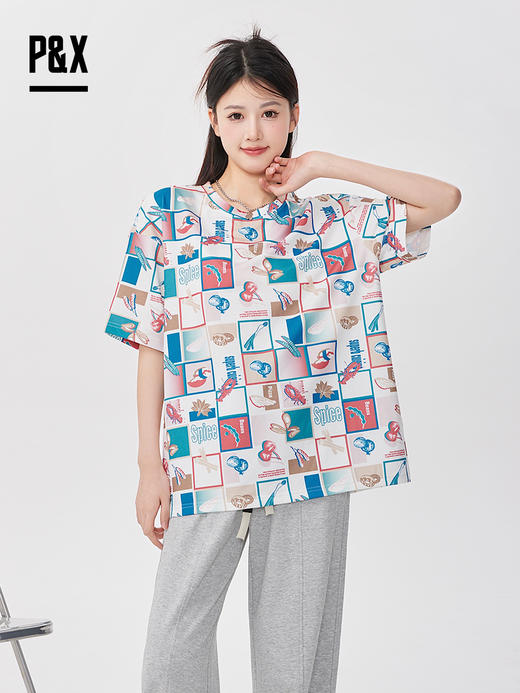 P&X设计师女装  针织短款T恤休闲宽松 823202854 花色 商品图0
