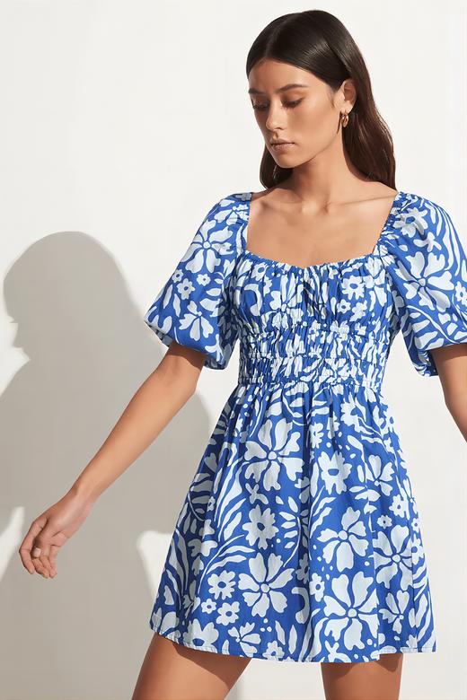 FAITHFULL THE BRAND - MARINELLI MINI DRESS-SIDRA FLORAL PRINT - BLUE - 女装 - 连身裙 - 蓝色印花 商品图3