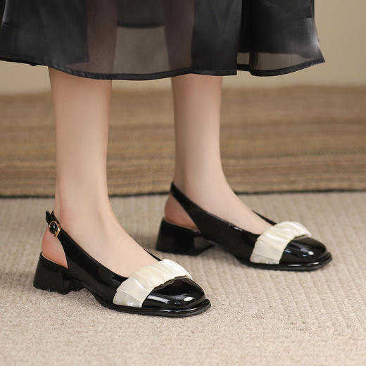 品质好货 | Safiya/索菲娅羊剖层革2023新款粗跟后空凉鞋一脚蹬女鞋SF31115717 商品图2