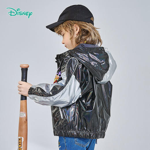 迪士尼童装 男童连帽风衣儿童印花卡通外套春季新款上衣亮面221S1712 商品图1