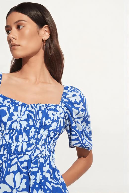 FAITHFULL THE BRAND - MARINELLI MINI DRESS-SIDRA FLORAL PRINT - BLUE - 女装 - 连身裙 - 蓝色印花 商品图4