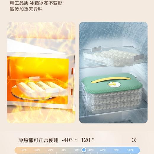 「三款配色！双卡扣密封」饺子盒冷冻盒不沾底大容量饺子收纳整理盒厨房用品可微波解冻手提密封保鲜盒 商品图3