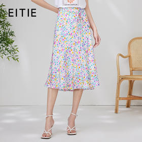EITIE爱特爱夏季新款优雅温柔高腰显瘦印花中长款半身裙7006713